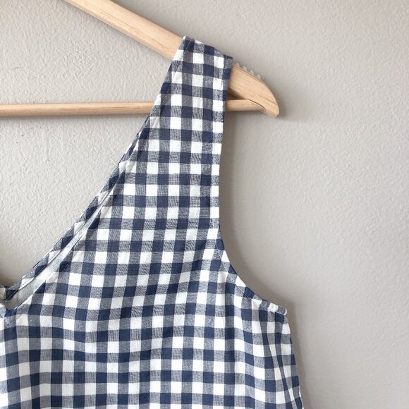 Theory blue checkered gingham blouse small - Picture 14 of 16